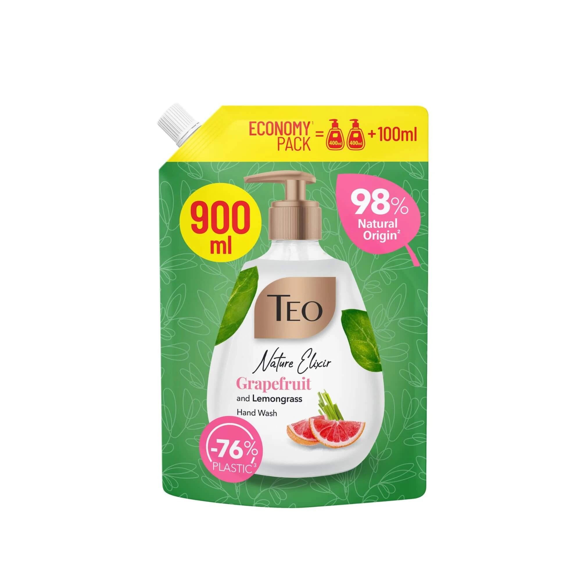 Flüssigseife mit Grapefruit und Zitronengras Nature Elixir, 900 ml, Teo