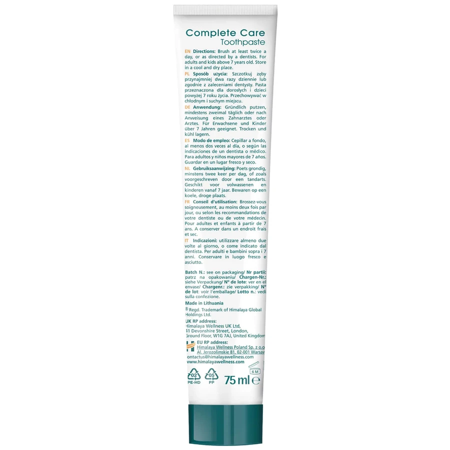Himalaya Botanique Complete Care, pastă de dinți, mentă, fără fluor, 75 ml