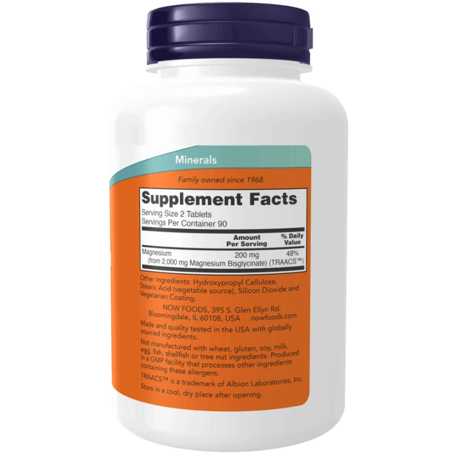 Now Foods Magnesium Glycinat, 180 Tabletten