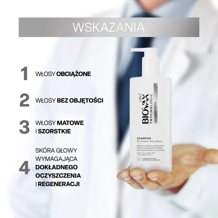 Biovax Trychologic Advanced Detox, shampooing pour cheveux et cuir chevelu, 200 ml