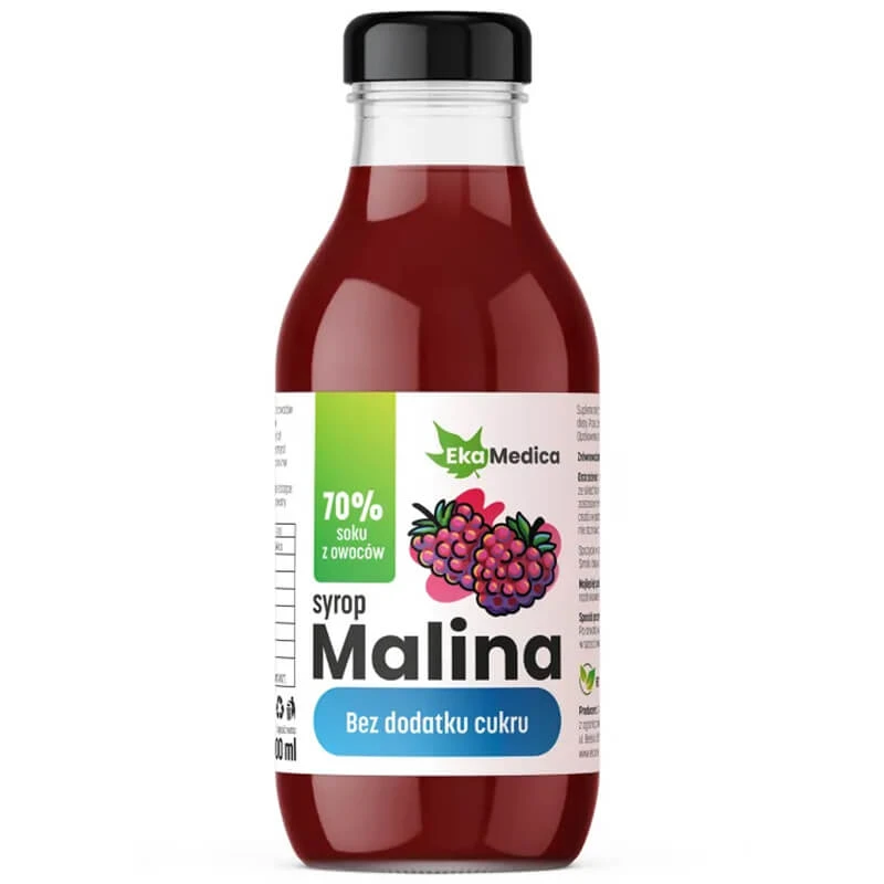 EkaMedica Himbeersirup, ohne Zuckerzusatz, 300 ml