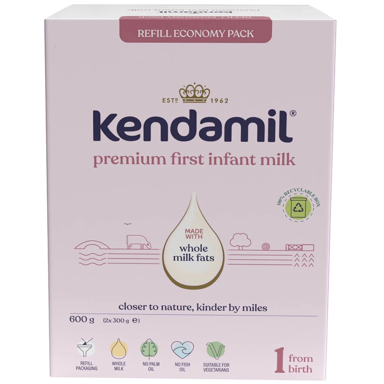 Kendamil Premium 1 DHA+, Säuglingsmilch, ab Geburt, 600 g