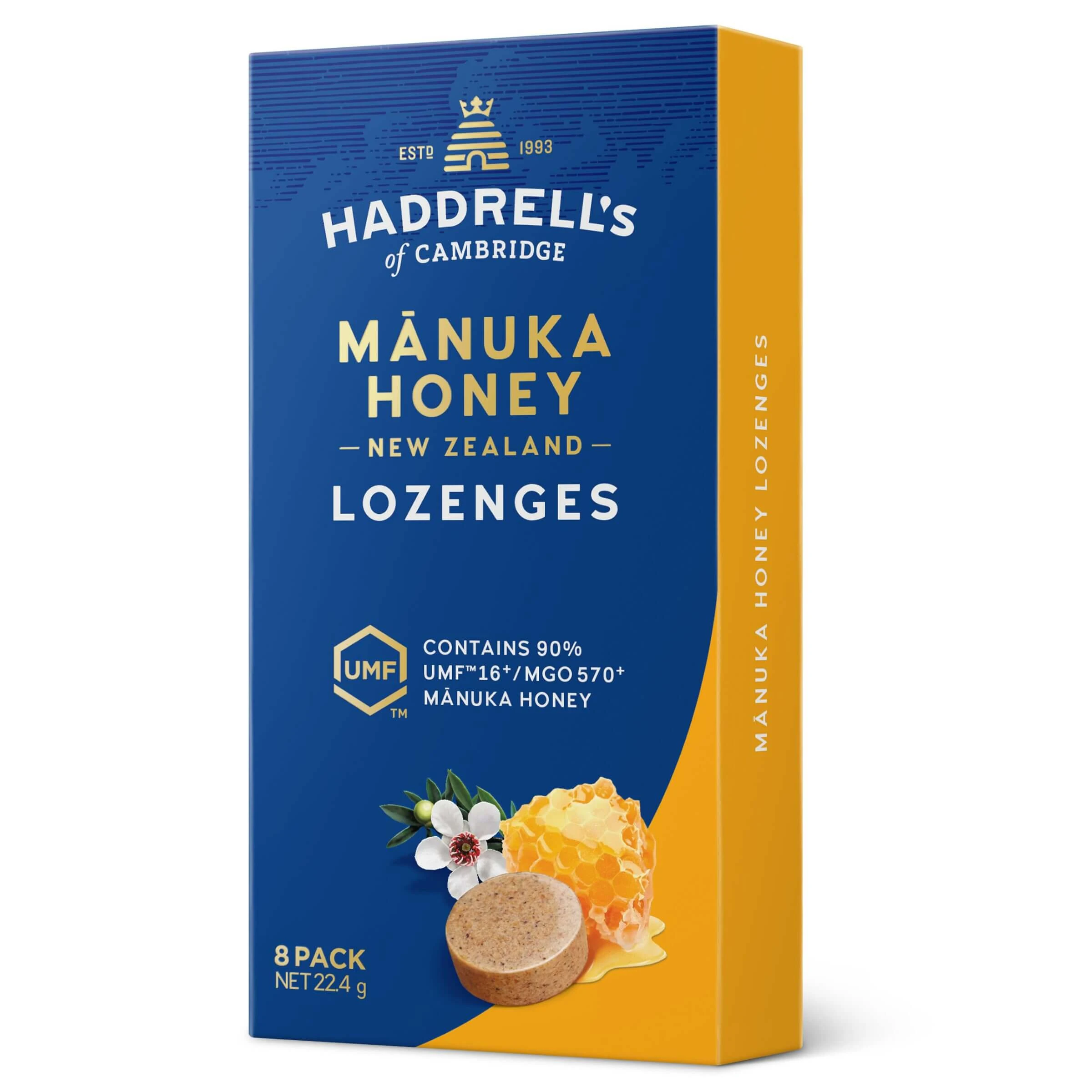 Haddrell's, Lutschtabletten mit Manuka-Honig MGO 570+, 8 Stück