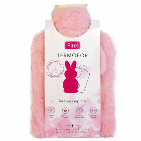 Roz, sticlă de apă termală cu capac, iepuraș roz, 2 l, 1 buc