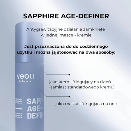Veoli Botanica Sapphire Age-Definer, mască facială de lifting și remodelare, 50 ml