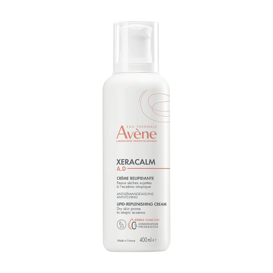 Avene XeraCalm A.D kit, rückfettende Creme für Gesicht und Körper, sehr trockene, atopische und juckende Haut, 400 ml + rückfettendes Reinigungsöl, 400 ml