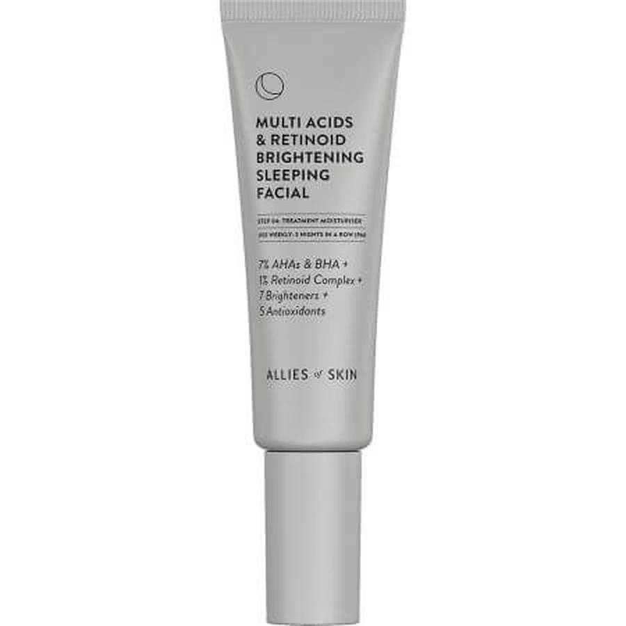 Exfoliating Face Cream Multi Acids & Retinoid Brightening Sleeping Facial, 48 ml, Allies of Skin