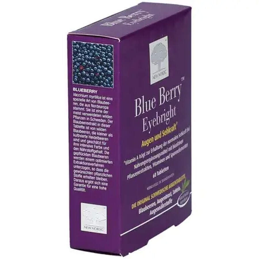 Blue Berry plus vitamină pentru ochi, 60 comprimate filmate, New Nordic