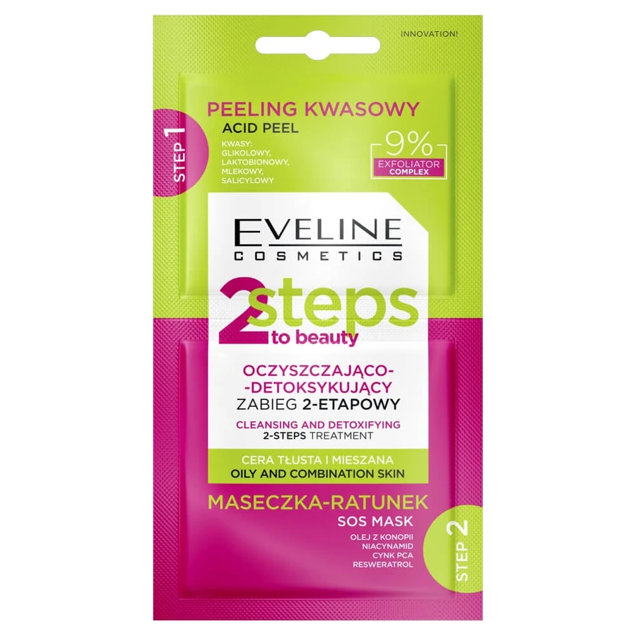Eveline Cosmetics 2 Steps to Beauty Reinigende und entgiftende 2-Schritt-Kur, 2x4 ml