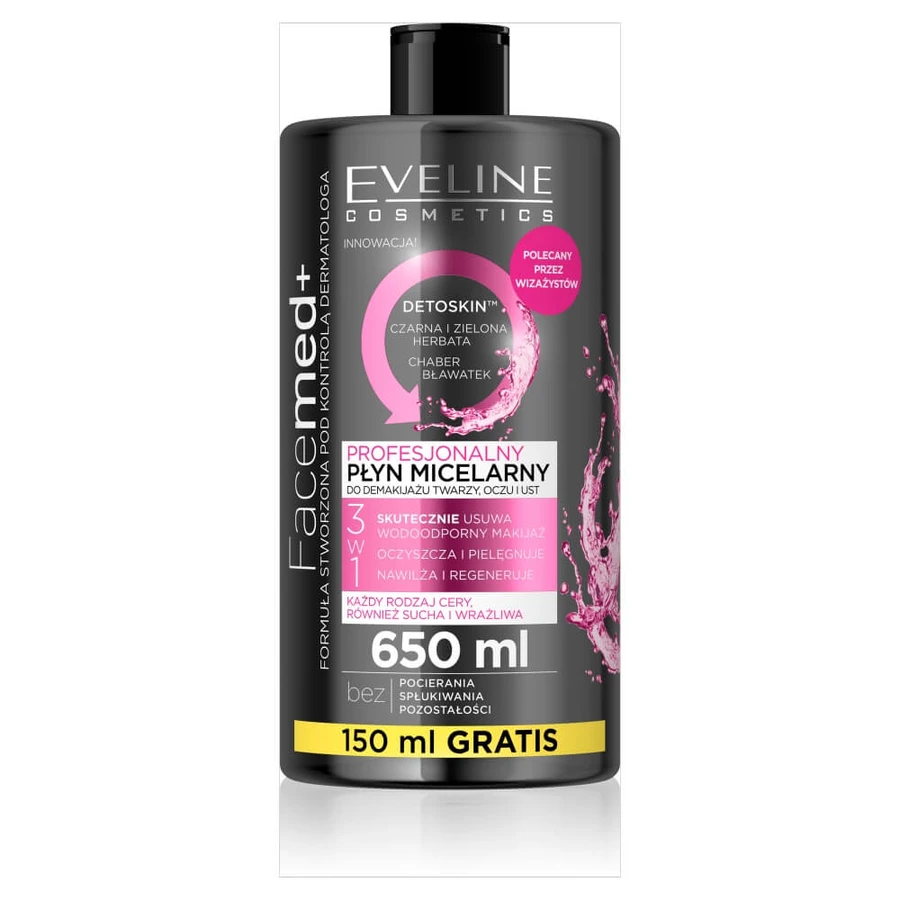 Eveline Facemed+ Loción Micelar Profesional 3en1, 650 ml