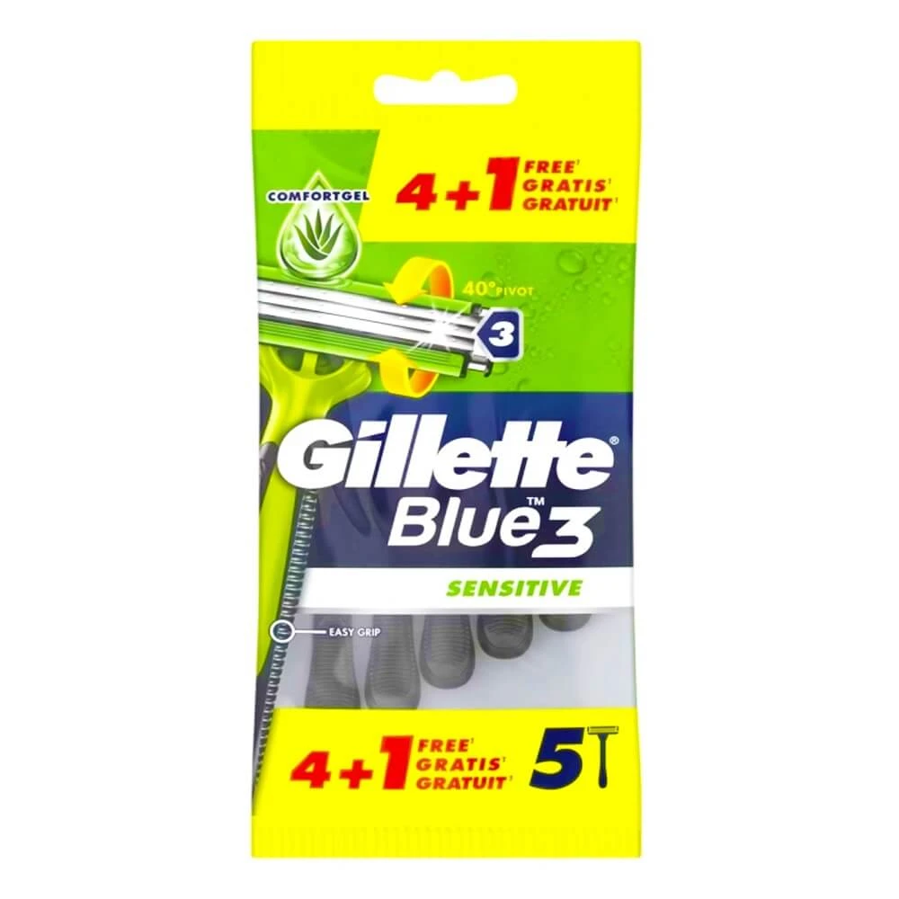 Gillette Blue3 Sensitive Einwegrasierer, 5 Stück