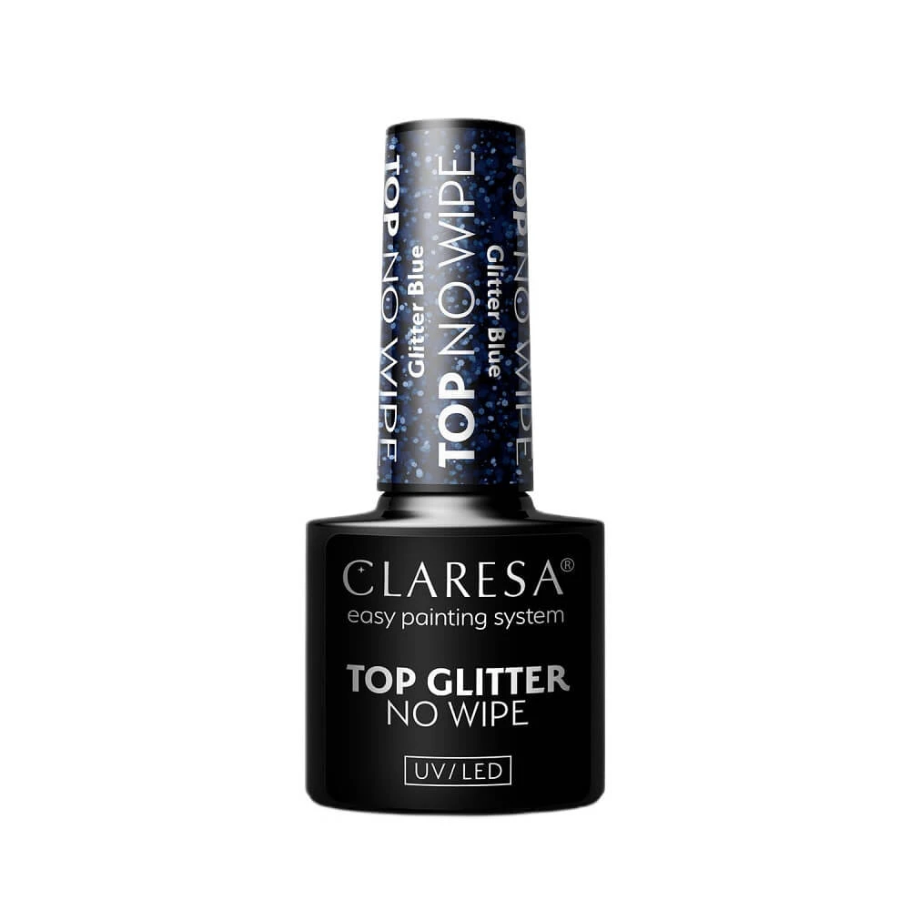 Claresa Top Glitter No Wipe Hybrid Top mit Glitter Blauer Glitterstaub, 5 g