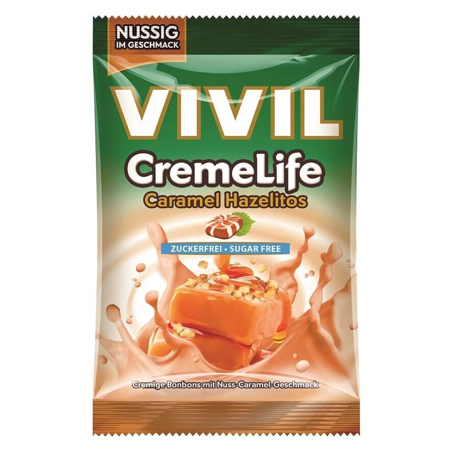 Zuckerfreie Creme Life Erdnüsse und Karamellbonbons, 110g, Vivil