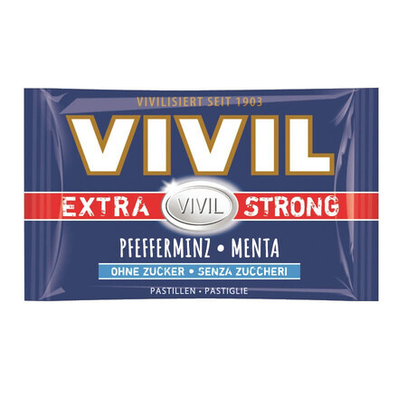Extra starkes zuckerfreies natürliches Minzbonbon, 25 g, Vivil
