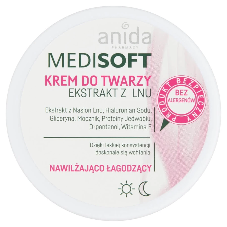 Anida Medisoft Moisturizing and soothing face cream flax extract, 100 ml