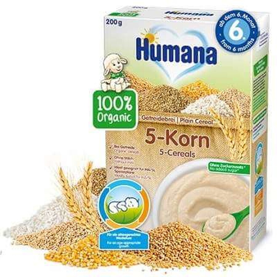 Bio-Getreide 5 Getreide ohne Milch, +6Monate, 200g, Humana