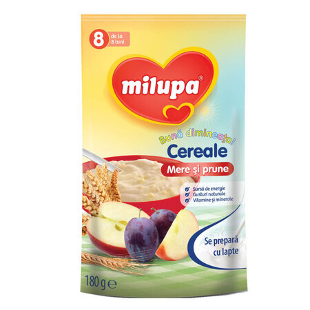 Cereale cu mere și prune Bună dimineața, +8 luni, 180 g, Milupa