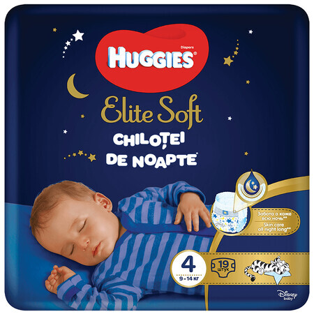 Elite Soft Nachtwäsche Nr. 4, 9-14 kg, 19 Stück, Huggies