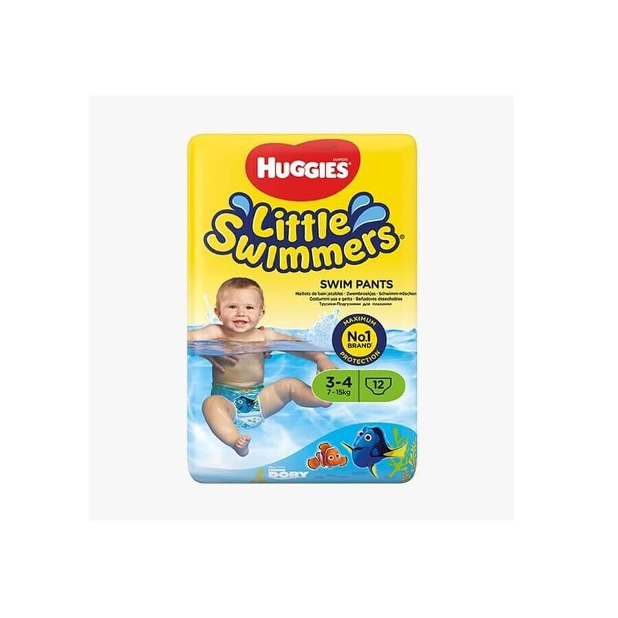 Kleine Schwimmer Wasserdichte Schwimmhöschen Nr. 3-4, 7-15 Kg, 12 Stück, Huggies