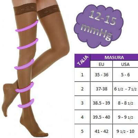 Medizinische Kompressionsstrümpfe mit Bund 12-15mmHg Sahara, Nr. 1, LadyGloria