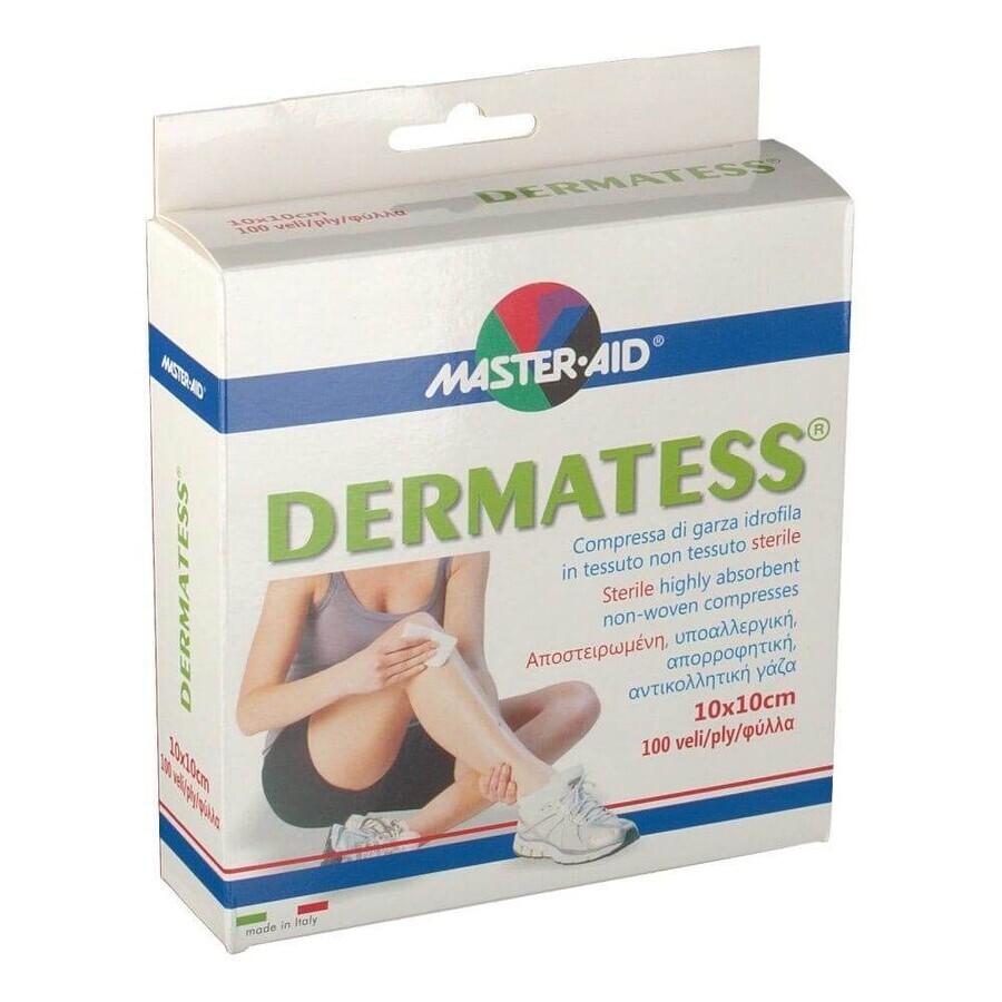 Sterile 10x10cm Pads, Master- Aid Dermatess, 25 Stück, Pietrasanta Pharma