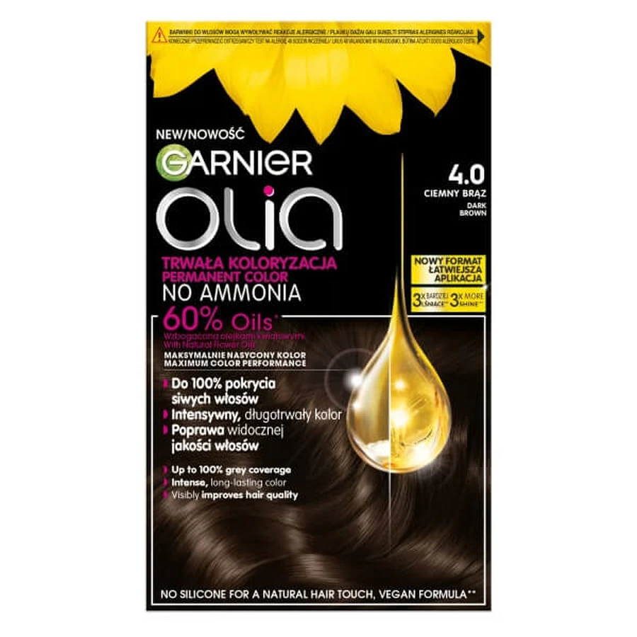 Garnier Olia Hair Colour 4.0 Dark Brown (brun foncé)