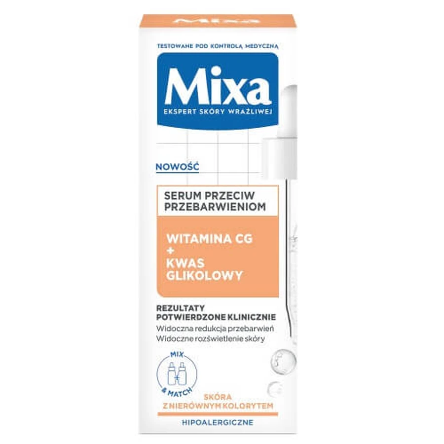 Mixa Serum Anti-Pigmentación Vitamina CG + Ácido Glicólico, 30 ml