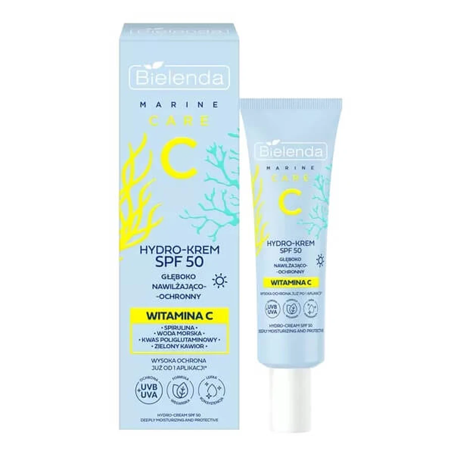 Bielenda C Cuidado Marino Hidro-crema SPF50 hidratación y protección profunda, 40 ml