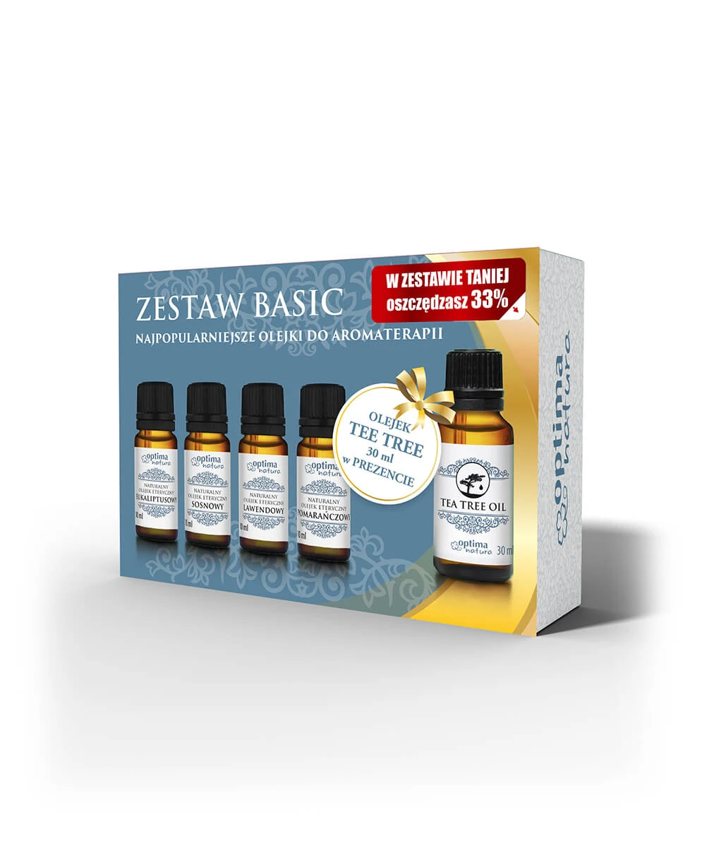 Naturöl-Set Basic Eukalyptus 10 ml + Kiefer 10 ml + Lavendel 10 ml + Orange 10 ml + Teebaum 30 ml