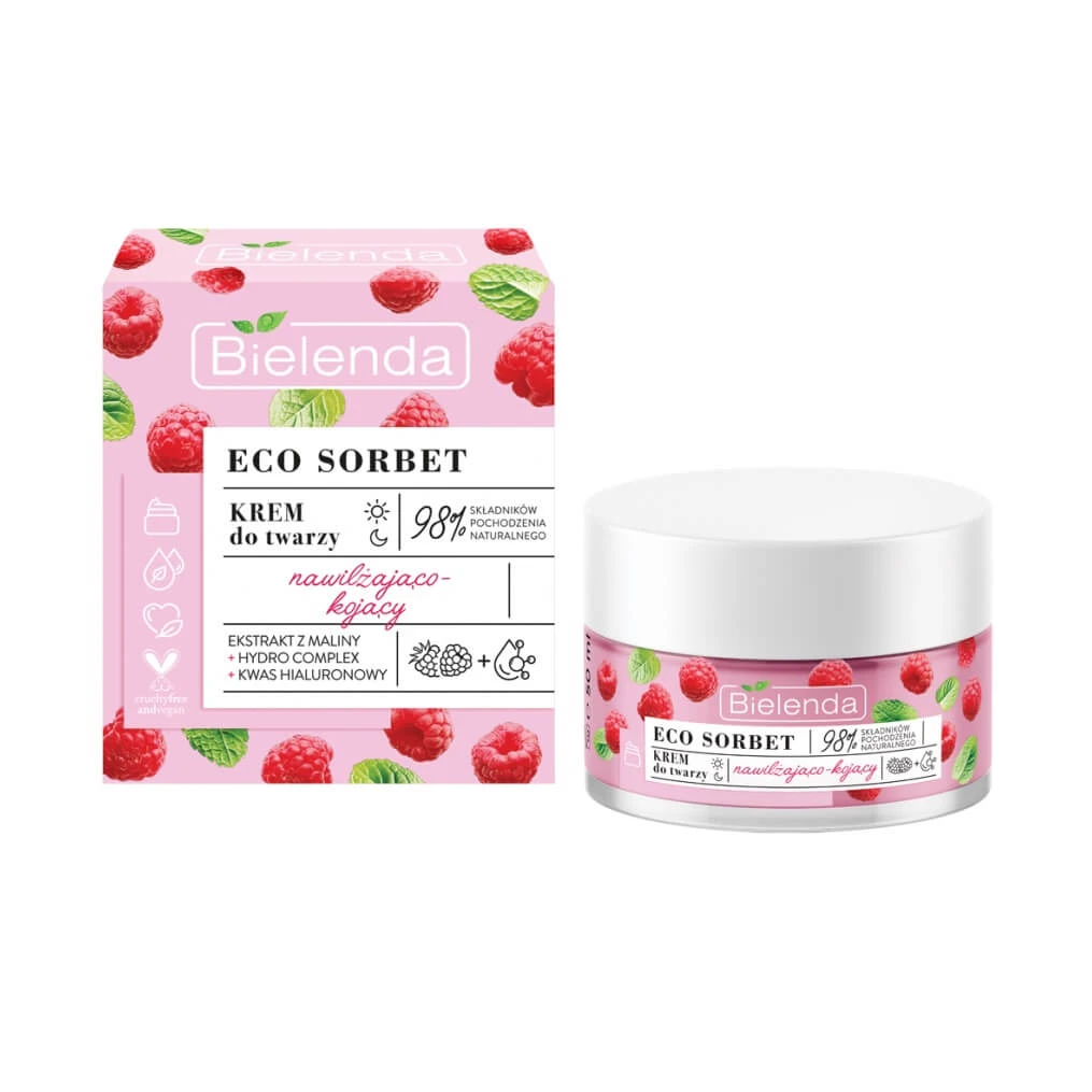 Bielenda ECO Himbeersorbet Feuchtigkeits- und Beruhigungscreme, 50 ml