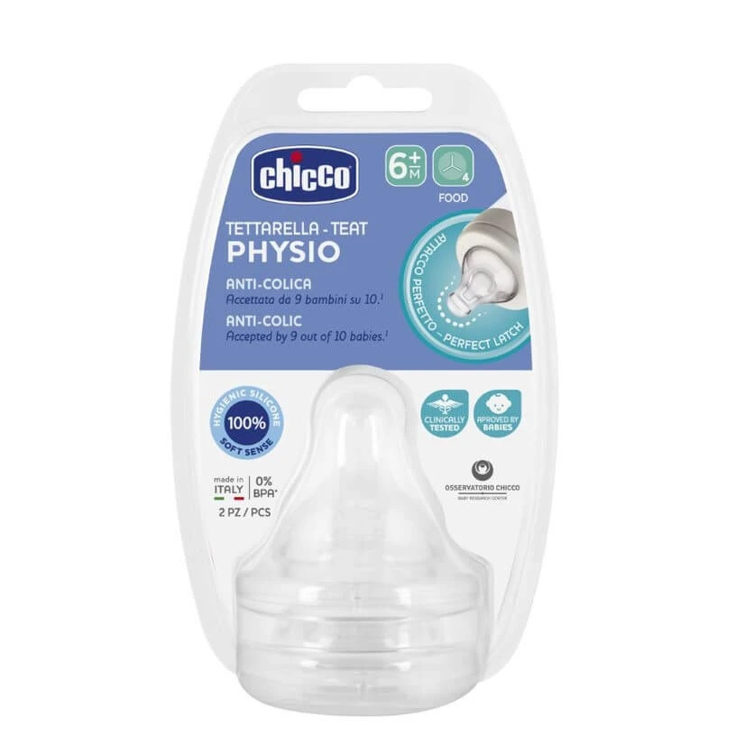 Chicco Physio Anti-Kolik-Sauger für Flaschenfluss für Brei 6m+, 2 Stück