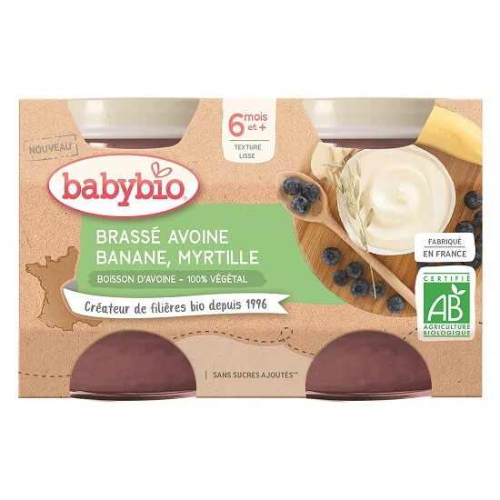 Hafermilchcreme mit Bananen und Heidelbeeren, 2×130 gr, BabyBio