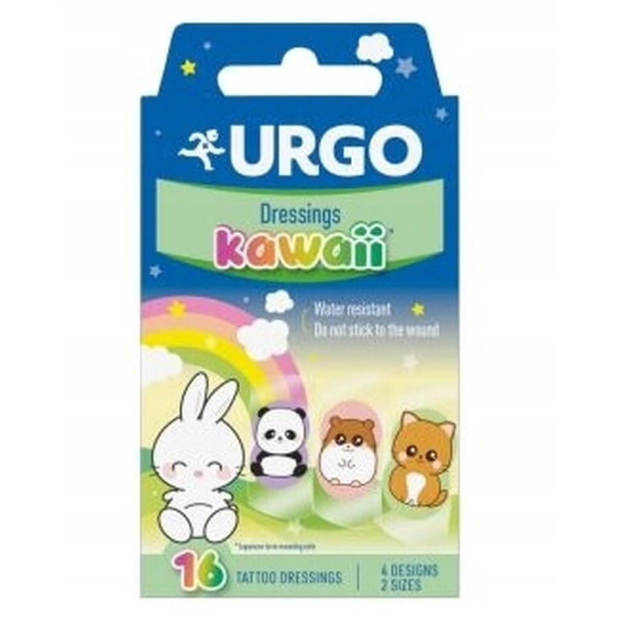 Urgo Kawaii Tattoo Dressings 3+ Dressings per tatuaggi per bambini, 16 pezzi - Lunga durata!