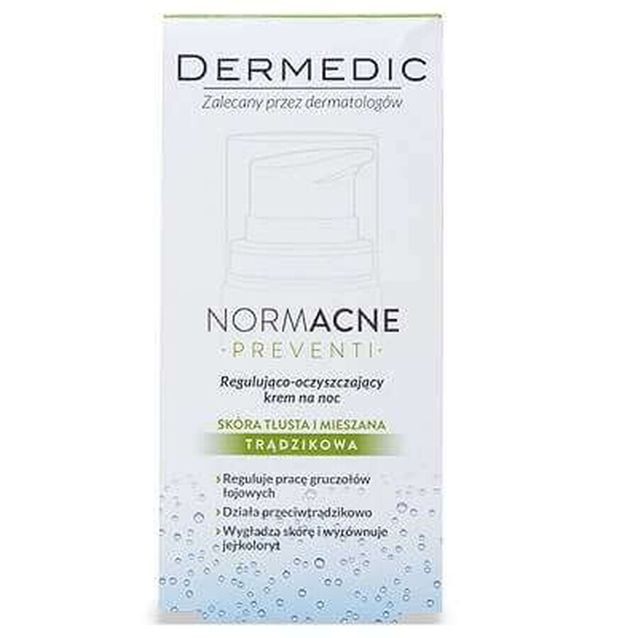 Cremă matifiantă de noapte NormAcne Prevenți, 55g, Dermedic