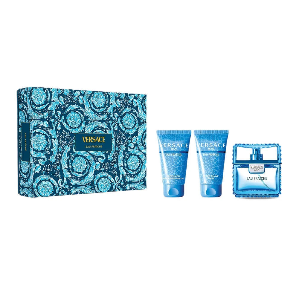 Versace Man Eau Fraiche Eau de Toilette, 50 ml + Duschgel, 50 ml + Aftershave-Balsam 50 ml