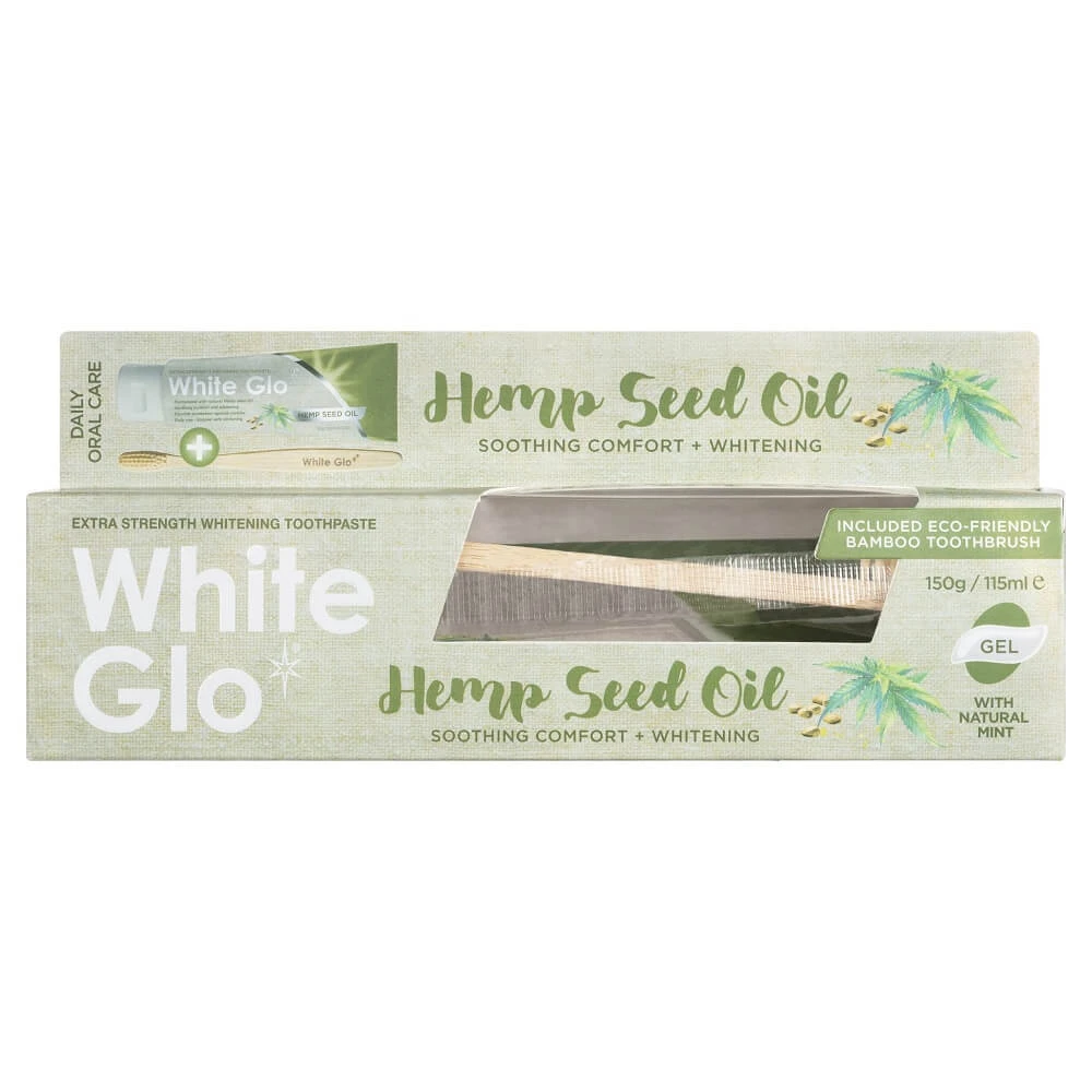 White Glo Hanfsamenöl Zahnpasta Whitening Zahnpasta mit Hanföl 150 g + Bambuszahnbürste
