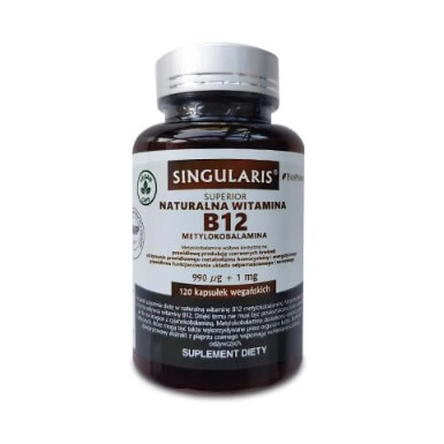 Singularis, Natürliches Vitamin B12 Methylcobalamin 990 µg + 1 mg BioPerine, 120 Kapseln