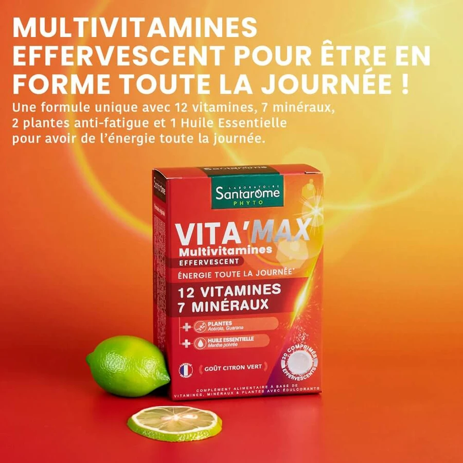 Santarome Vita'max Multivitamine Ab 12 Jahren Zitronengeschmack 20 Brausetabletten