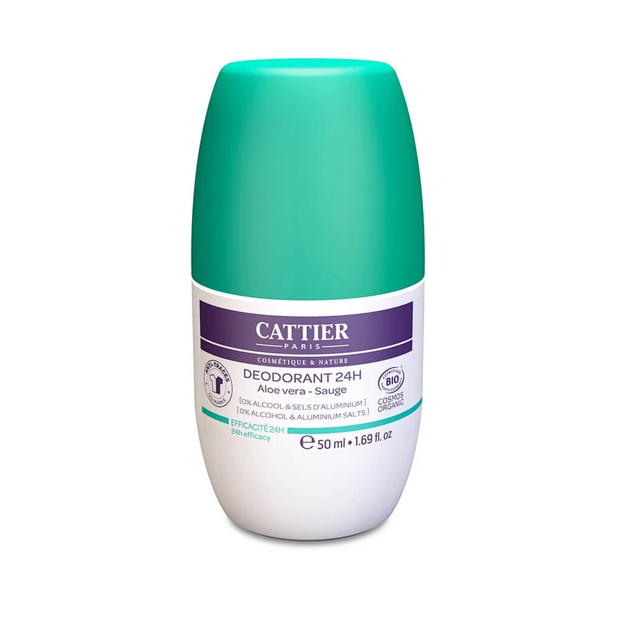 Cattier Deodorant 24h Roll-on Aloe Vera Et Sauge Bio 50ml