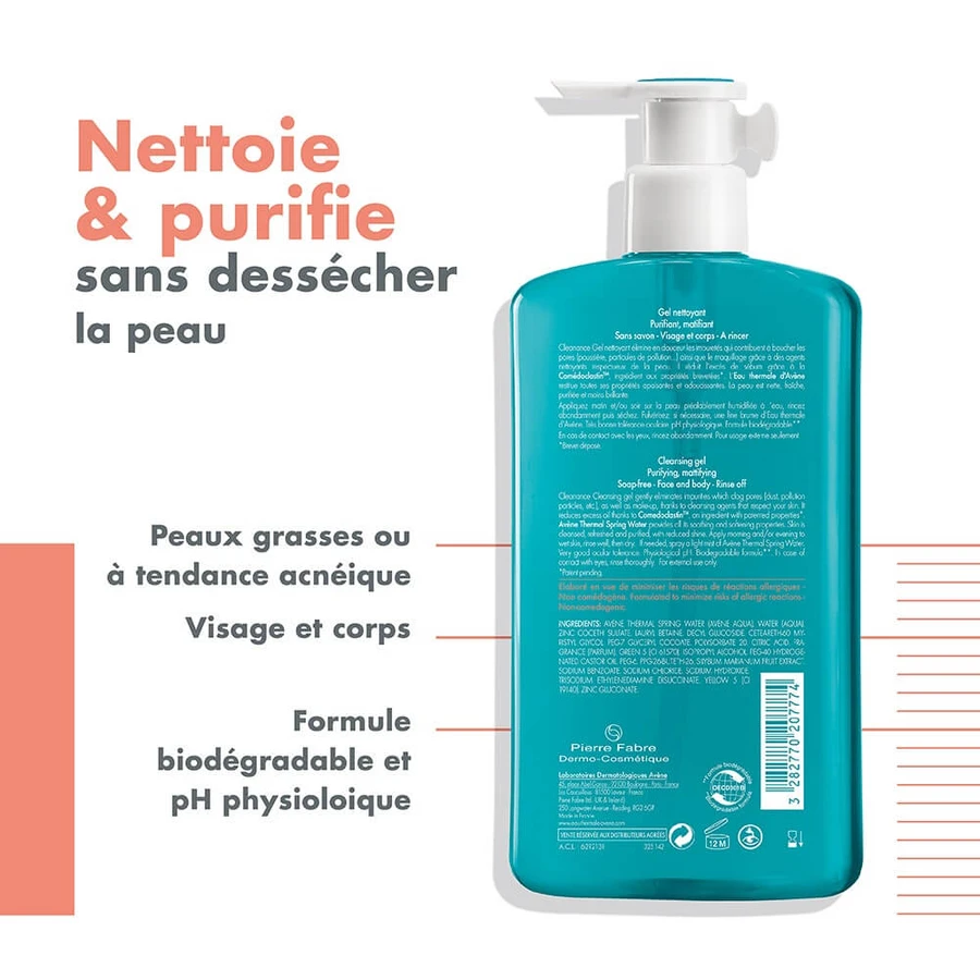 Gel de curățare pentru ten gras cu tendințǎ acneică Avène Cleanance, 400 ml, Pierre Fabre