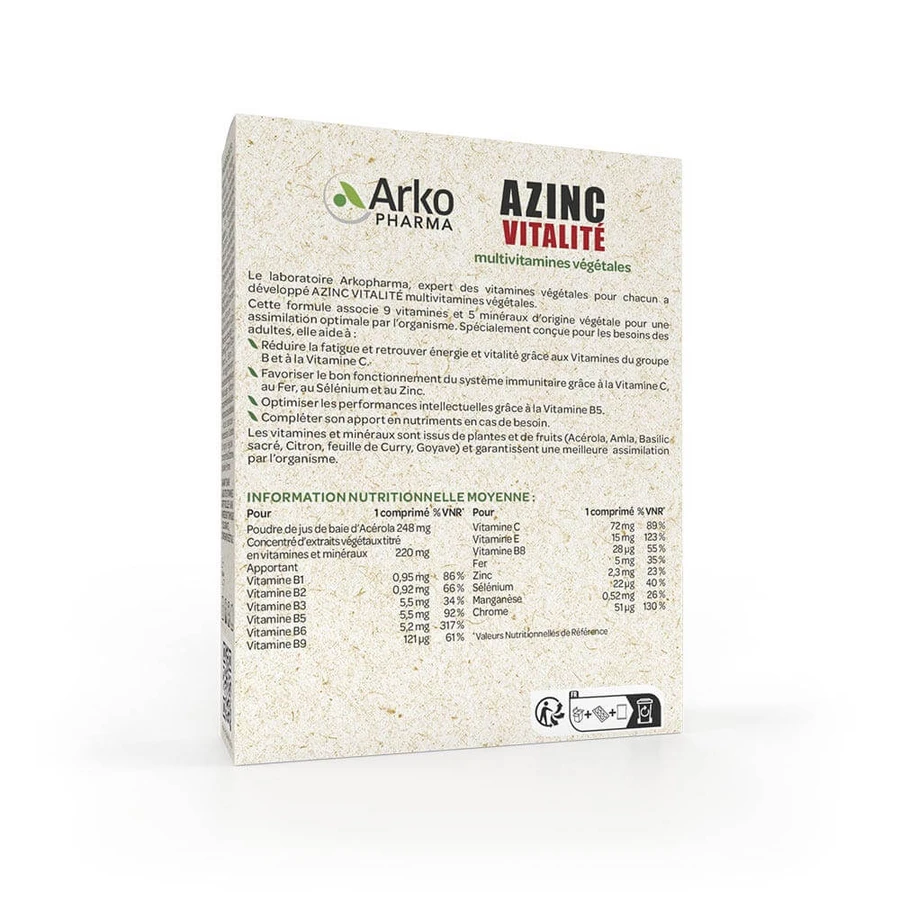 Arkopharma Azinc Multivitamine vegetali Vitalità 30 compresse