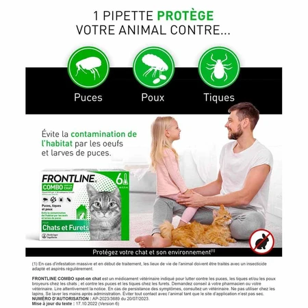 Frontline Combo Spot-on pentru pisici și dihori 6 pipete 0,5 ml