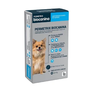 Biocanine Soluție antiparazitară externă specifică pentru câini foarte mici, până la 4 kg Permetrix 3 pipete