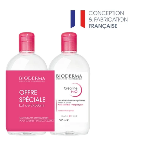Kit de agua micelar Bioderma Sensibio H2O, 2x500 ml