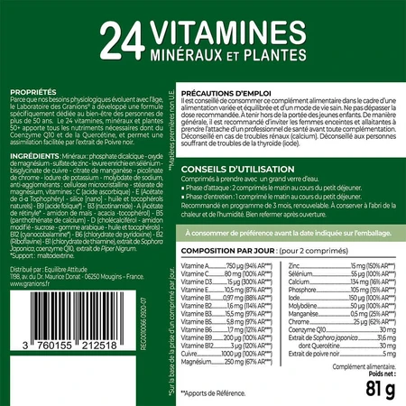 Granions 24 Vitamine, Mineralien und Pflanzen 90 Tabletten