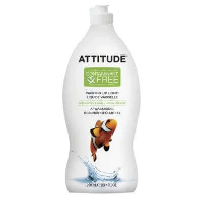 Flüssiges Geschirrspülmittel mit grünem Apfel und Basilikum, 700 ml, Attitude