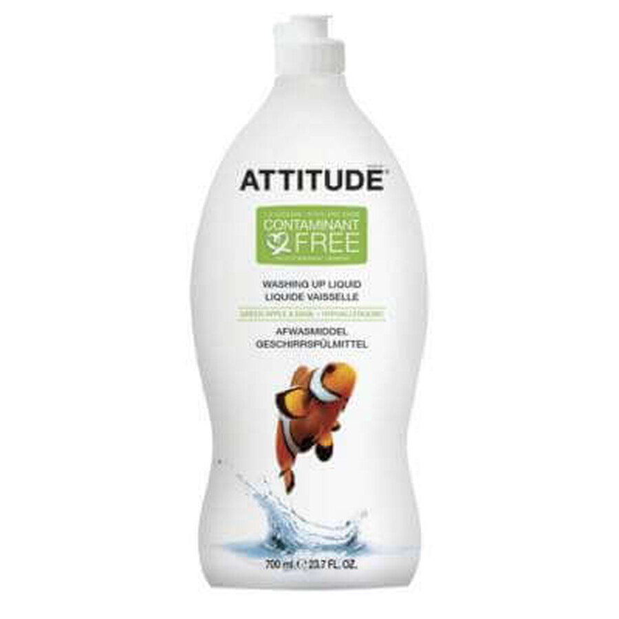 Flüssiges Geschirrspülmittel mit grünem Apfel und Basilikum, 700 ml, Attitude