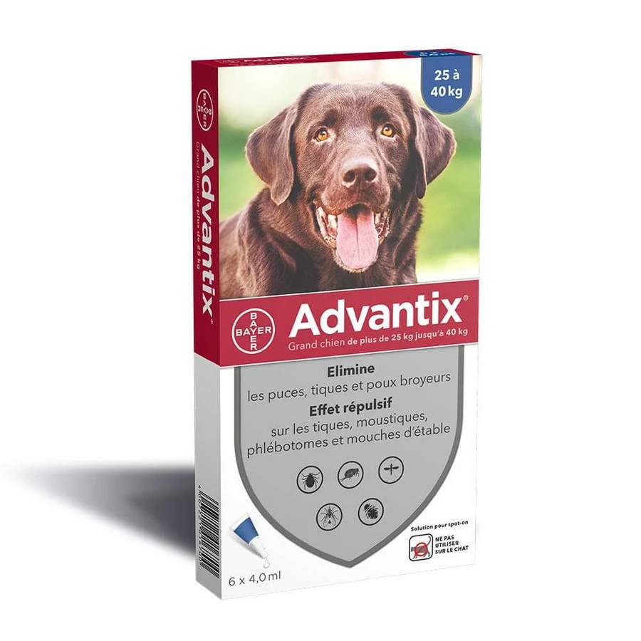 Advantix Pipetten für große Hunde 25 bis 40kg X6