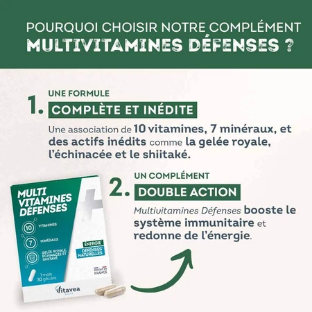 Vitavea Santé Multivitamines Défenses naturelles 30 Gélules