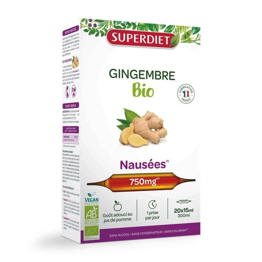 Superdiet Bio-Ingwer Übelkeit 20 Ampullen x 15ml